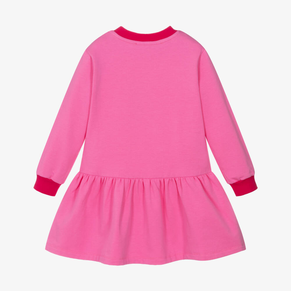 Agatha Ruiz de la Prada-Girls Pink Embroidered Floral Cotton Jersey Dress | Childrensalon