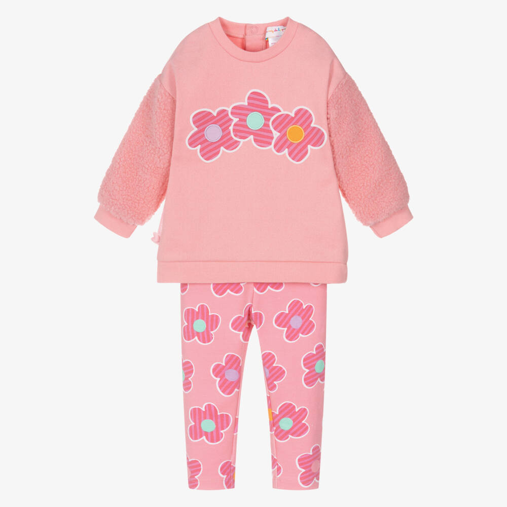 Agatha Ruiz de la Prada-Girls Pink Floral Jersey & Fleece Leggings Set | Childrensalon