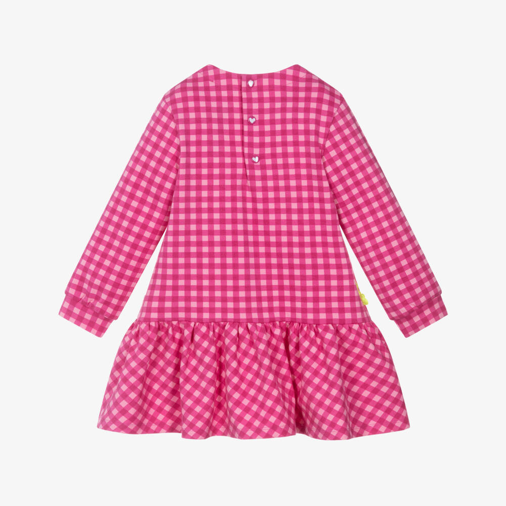 Agatha Ruiz de la Prada-Girls Pink Gingham Jersey Dress & Tights Set | Childrensalon