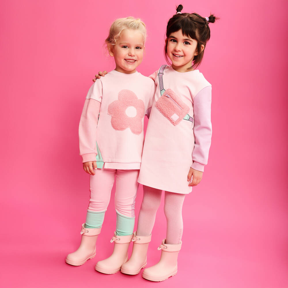 Agatha Ruiz de la Prada-Girls Pink & Green Colourblock Leggings Set | Childrensalon