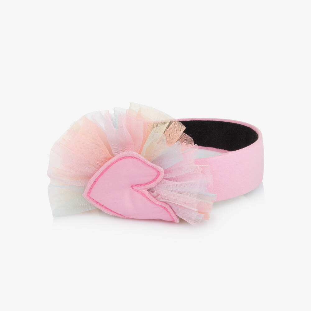 Agatha Ruiz de la Prada-Girls Pink Hairband with Rainbow Tulle & Heart | Childrensalon