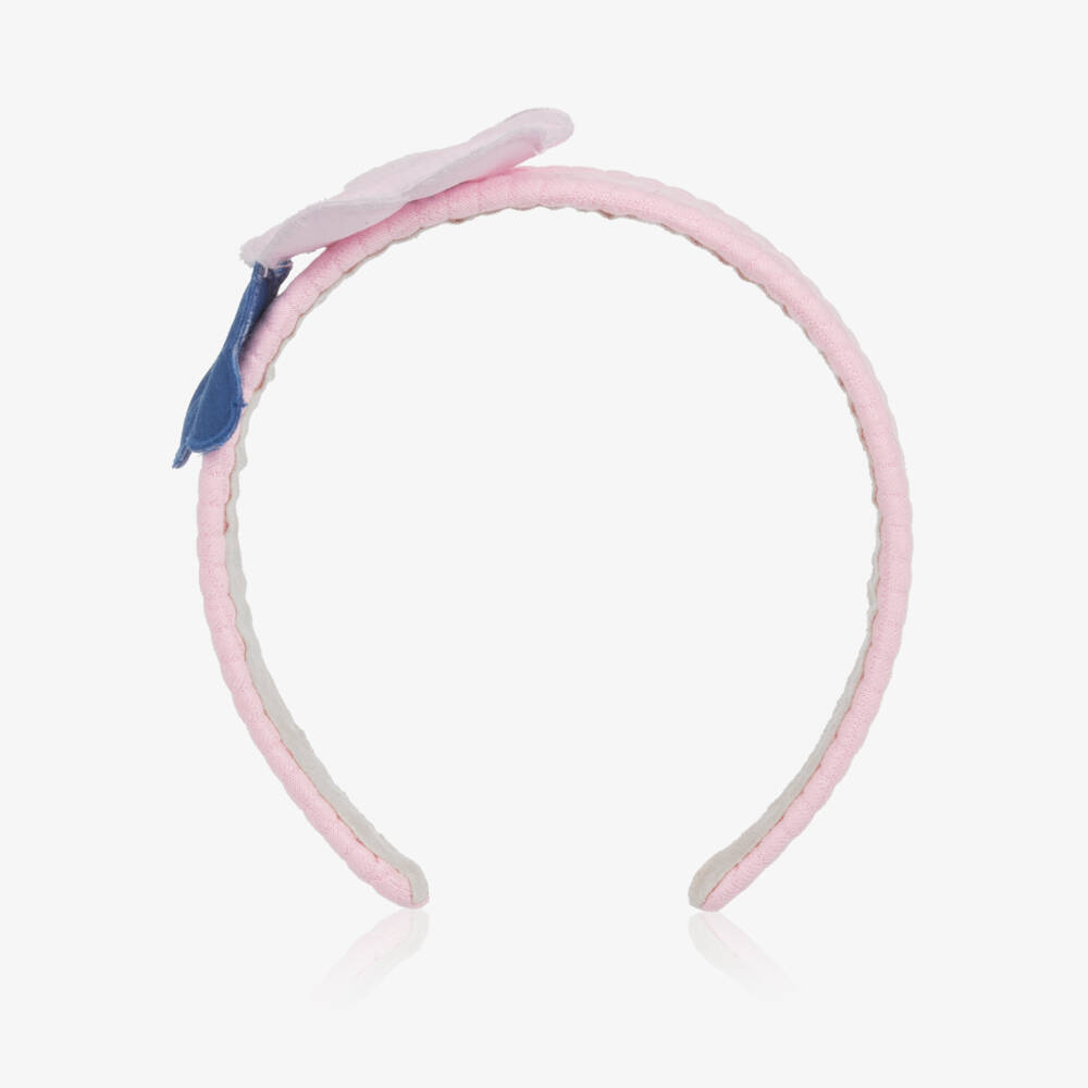 Agatha Ruiz de la Prada-Girls Pink Jersey Hairband with Fabric Flowers | Childrensalon