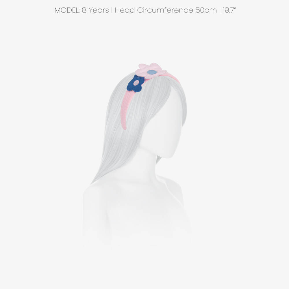 Agatha Ruiz de la Prada-Girls Pink Jersey Hairband with Fabric Flowers | Childrensalon