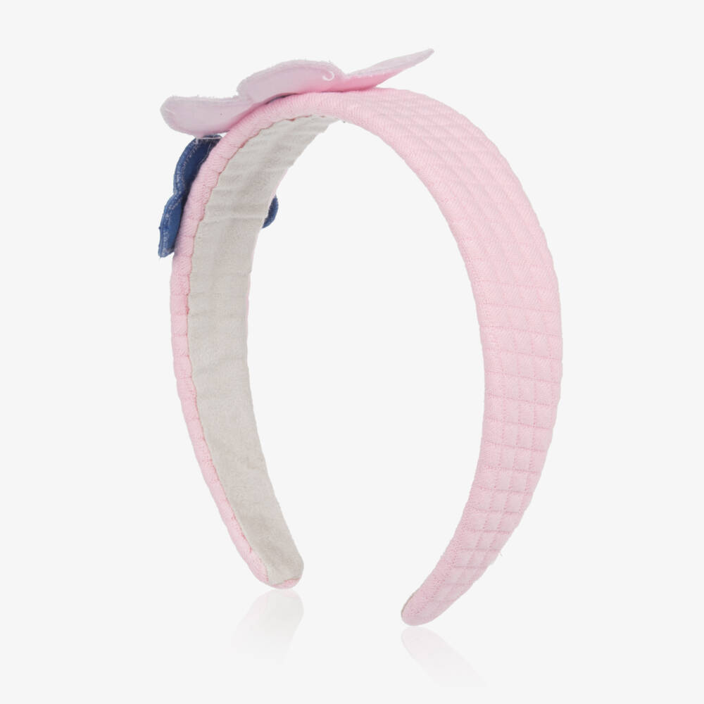 Agatha Ruiz de la Prada-Girls Pink Jersey Hairband with Fabric Flowers | Childrensalon