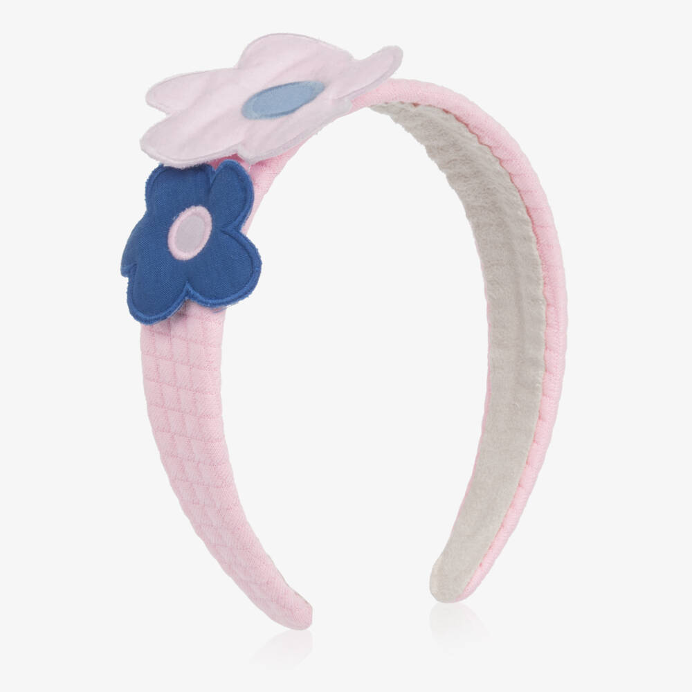 Agatha Ruiz de la Prada-Girls Pink Jersey Hairband with Fabric Flowers | Childrensalon