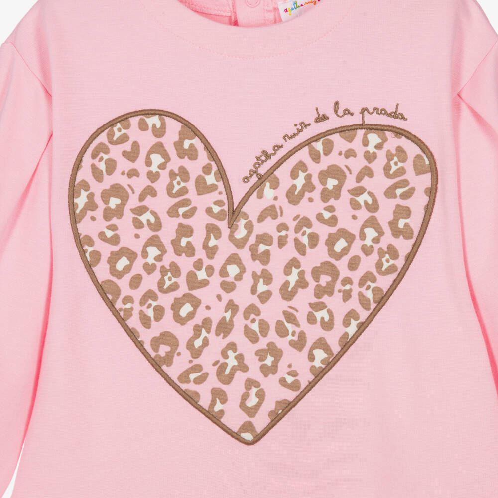 Agatha Ruiz de la Prada-Girls Pink Leopard Print Heart Dress Set | Childrensalon