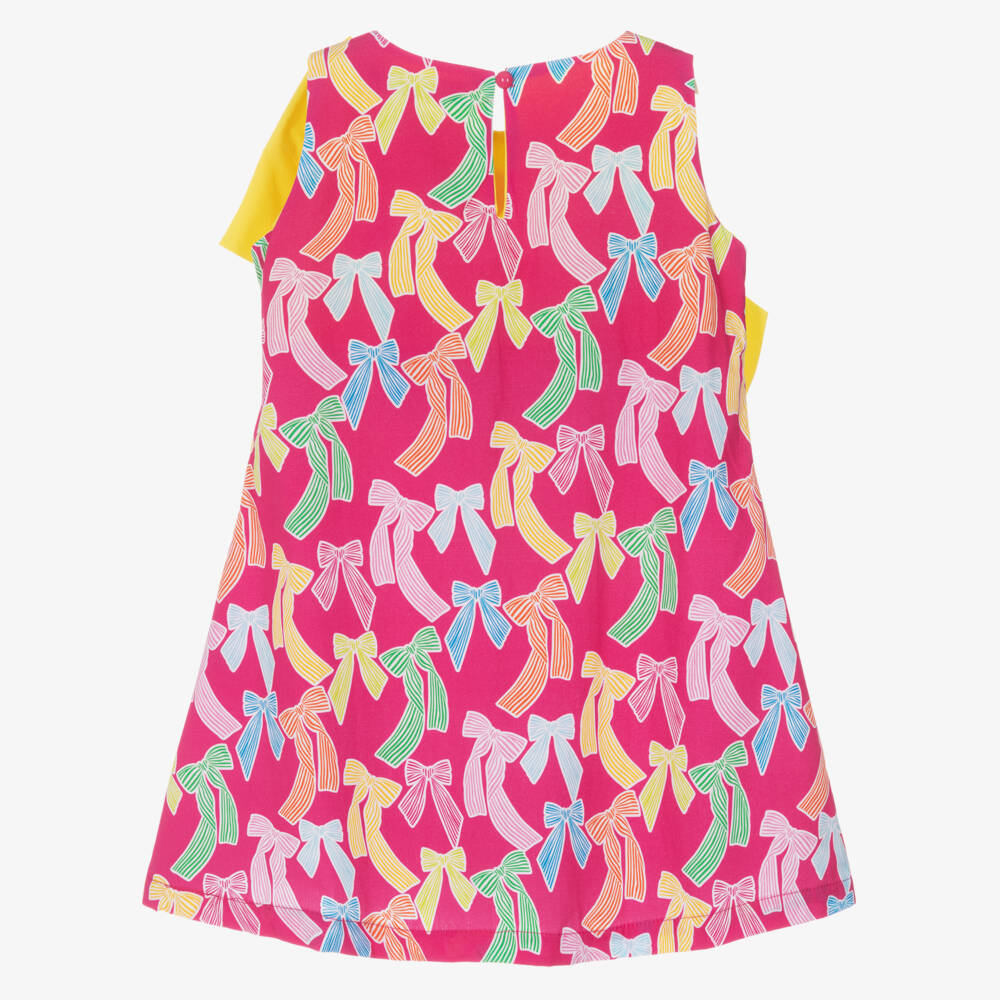 Agatha Ruiz de la Prada-Girls Pink Poplin Dress with Statement Yellow Bow | Childrensalon