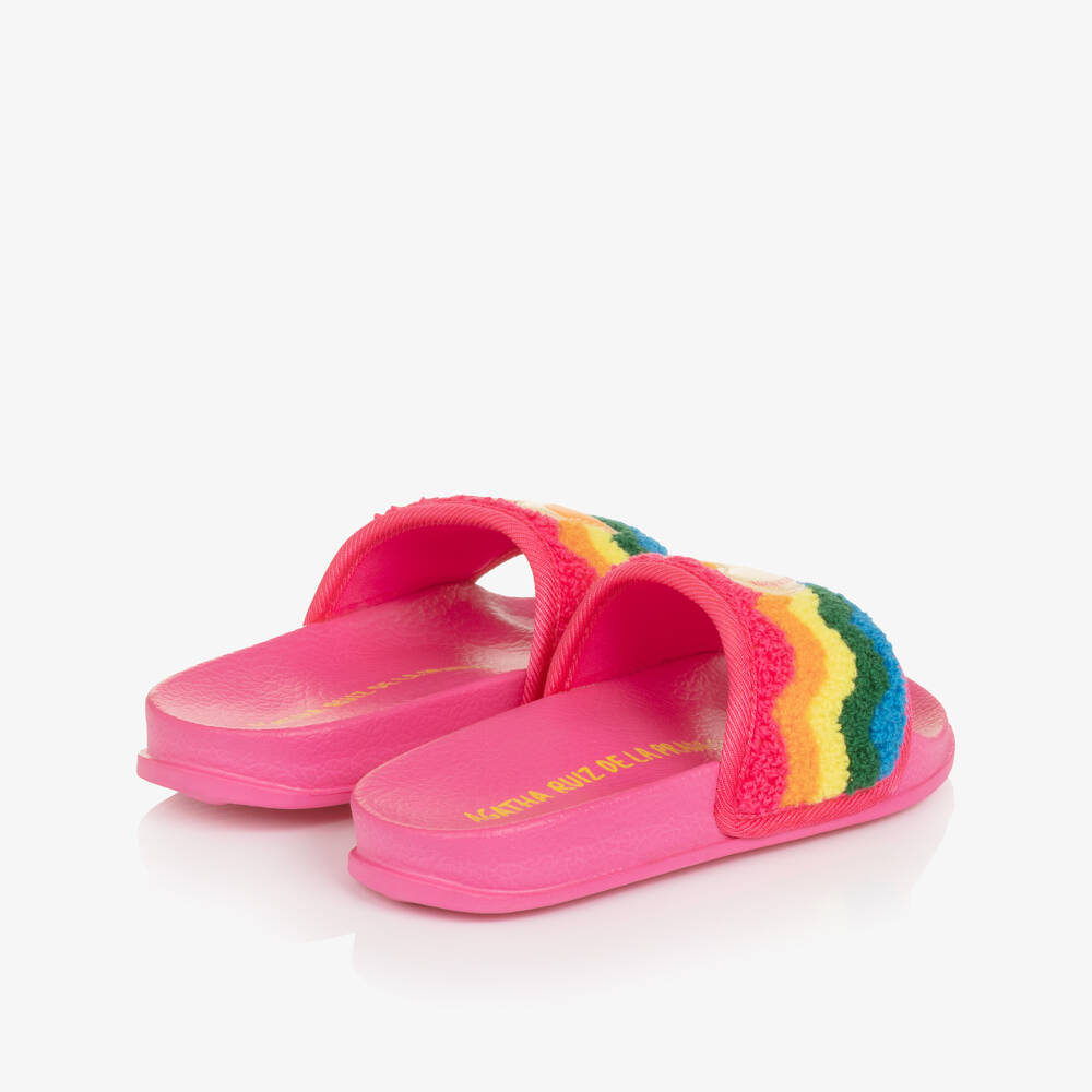 Agatha Ruiz de la Prada-Girls Pink Rainbow & Heart Sliders | Childrensalon
