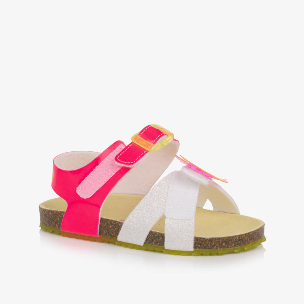 Agatha Ruiz de la Prada-Girls Pink & Silver Glitter Velcro Sandals | Childrensalon