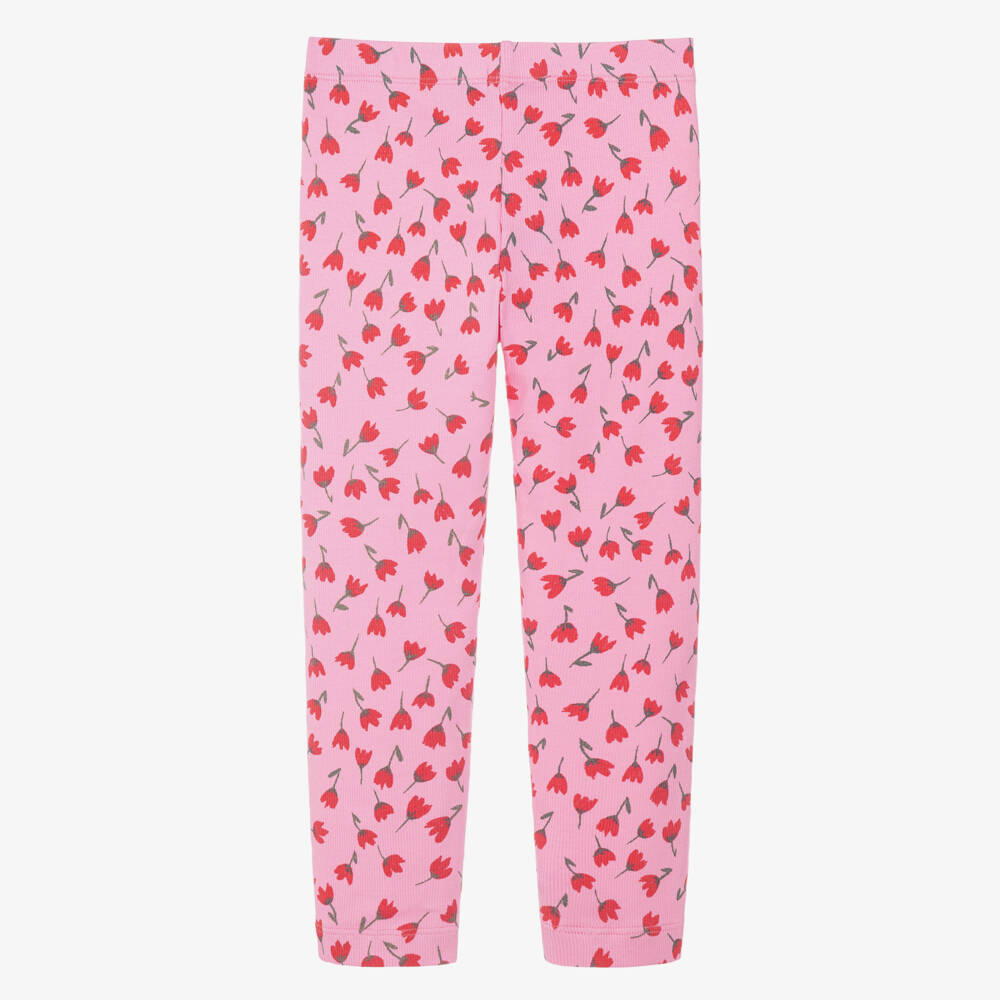 Agatha Ruiz de la Prada-Girls Pink Tulip Print Ribbed Leggings | Childrensalon