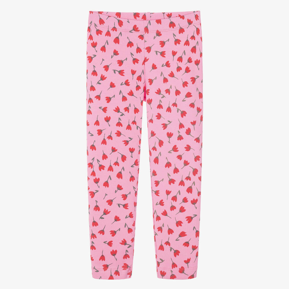 Agatha Ruiz de la Prada-Girls Pink Tulip Print Ribbed Leggings | Childrensalon