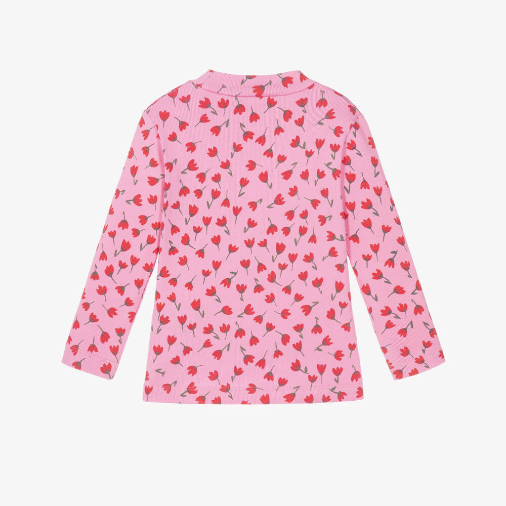 Agatha Ruiz de la Prada-Girls Pink Tulip Print Ribbed Top | Childrensalon