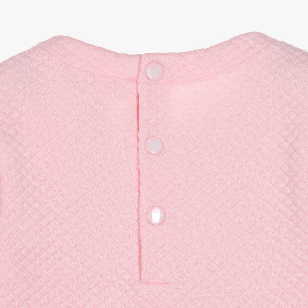 Agatha Ruiz de la Prada-Girls Powder Pink & Cobalt Blue Quilted Jersey Dress Set | Childrensalon