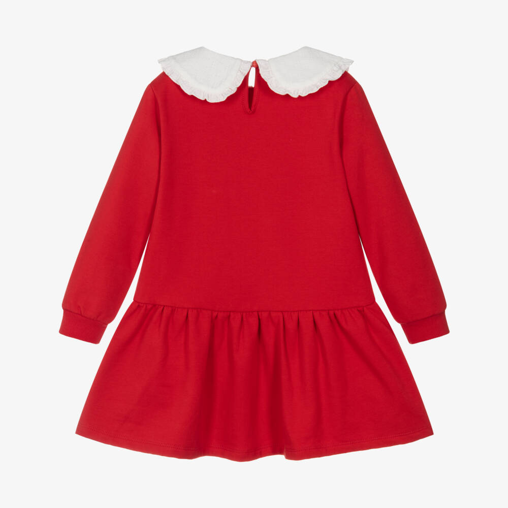 Agatha Ruiz de la Prada-Платье красное из хлопкового трикотажа с синими птицами | Childrensalon