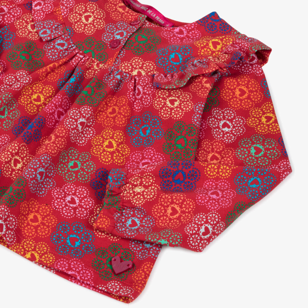 Agatha Ruiz de la Prada-Топ красный хлопковый с сердцами для девочек | Childrensalon