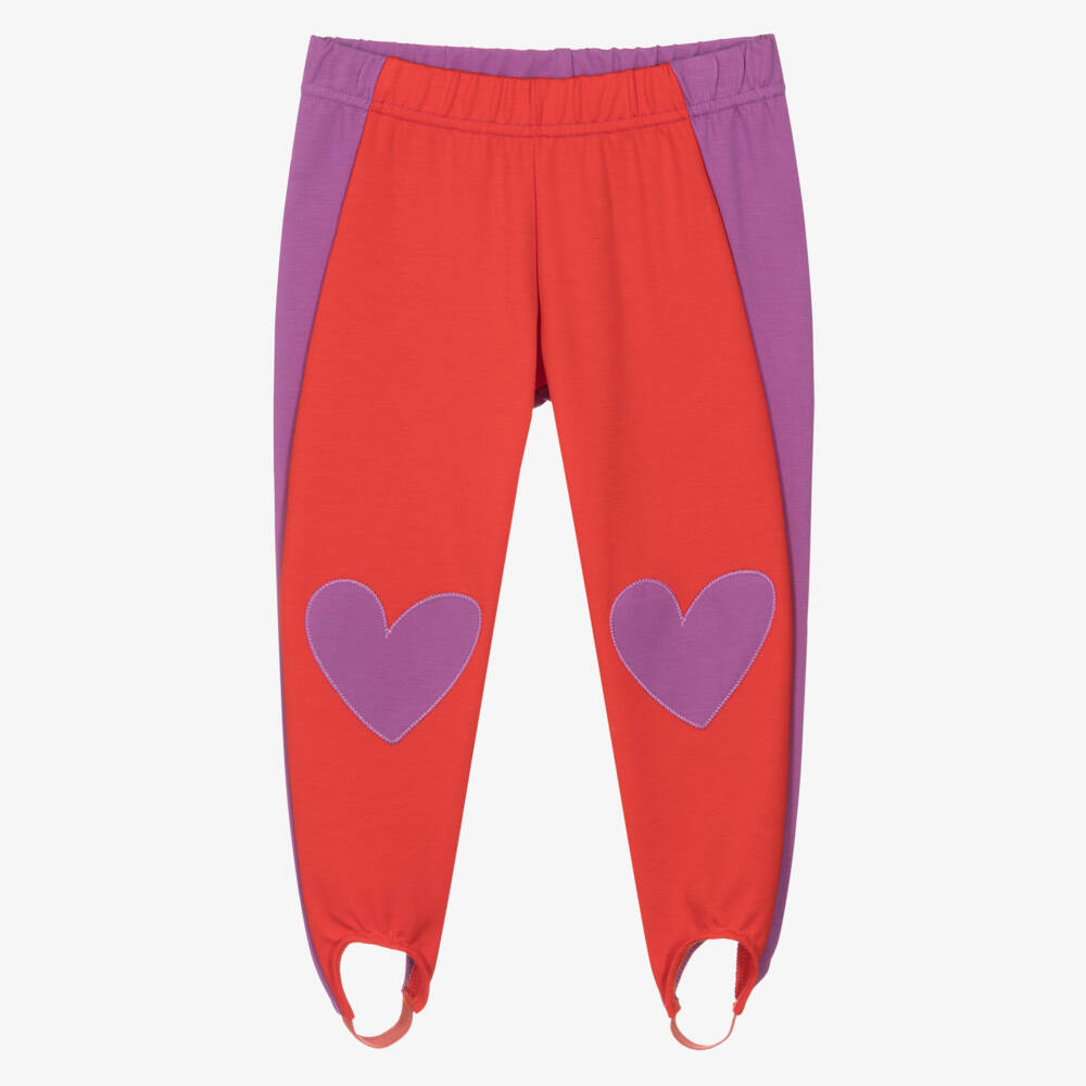 Agatha Ruiz de la Prada-Girls Red & Purple Jersey Stirrup Leggings   | Childrensalon