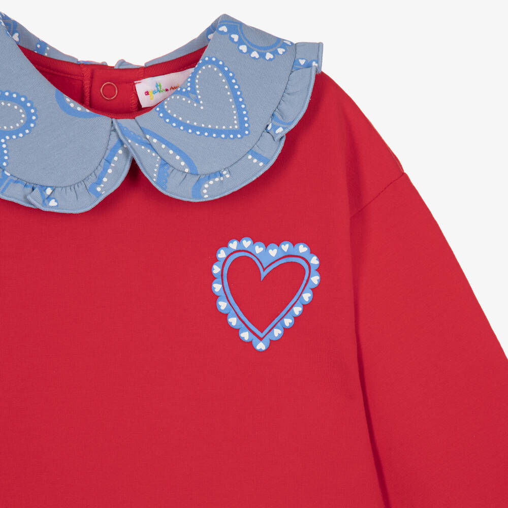 Agatha Ruiz de la Prada-Girls Tomato Red & Blue Heart Print Dress Set | Childrensalon