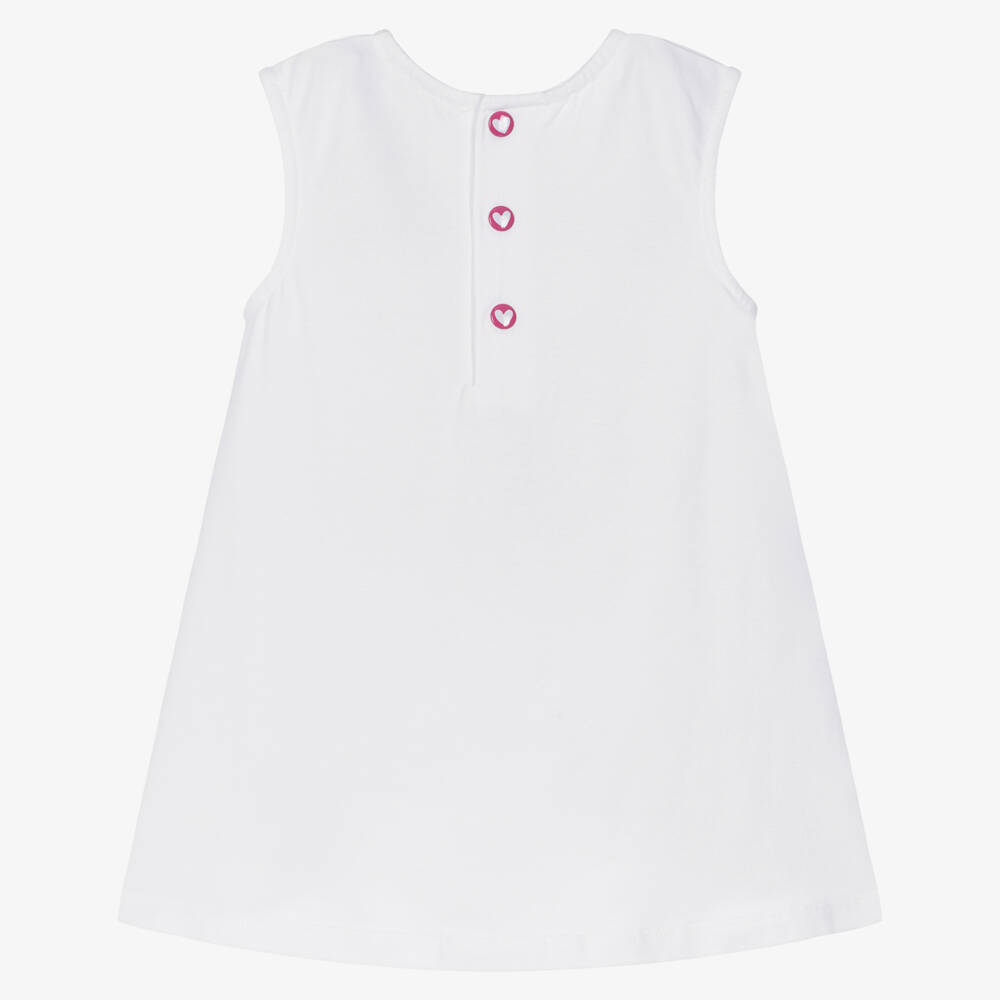 Agatha Ruiz de la Prada-Girls White Cotton Dress with Colourful Bows | Childrensalon