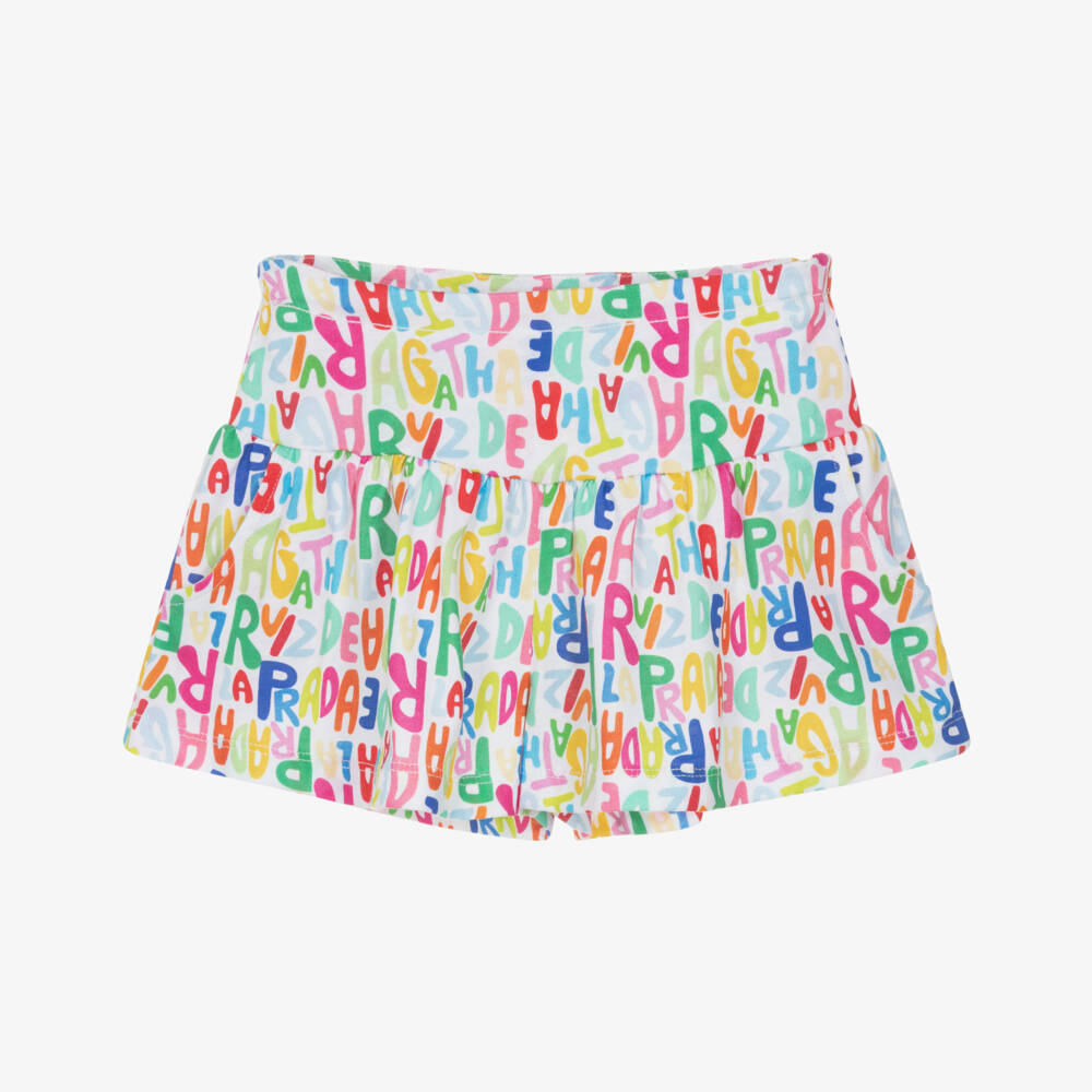 Agatha Ruiz de la Prada-شورت قطن جيرسي لون أبيض للبنات | Childrensalon