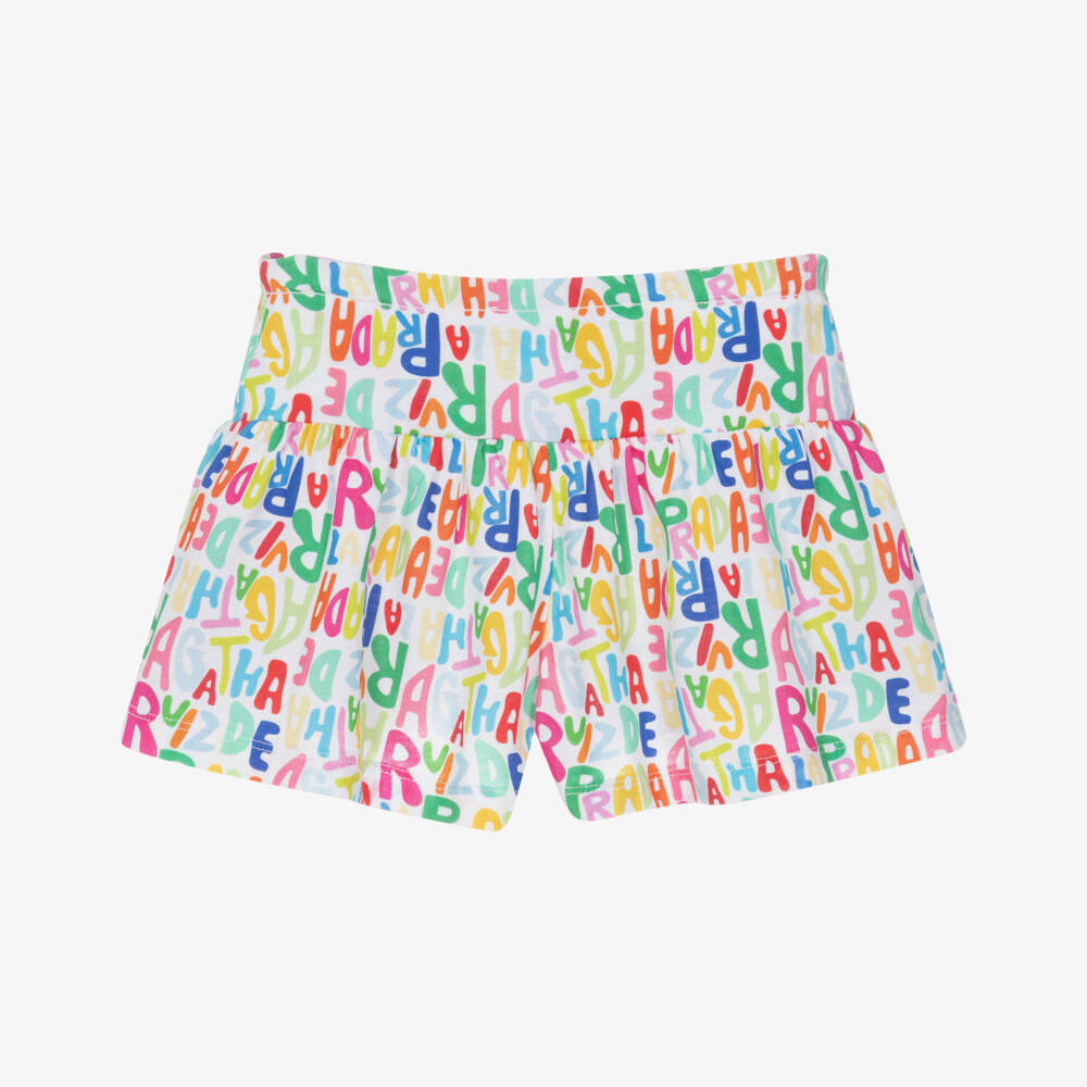 Agatha Ruiz de la Prada-شورت قطن جيرسي لون أبيض للبنات | Childrensalon
