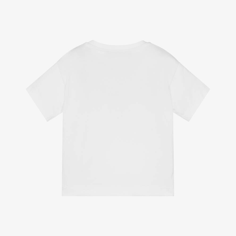 Agatha Ruiz de la Prada-Girls White Cotton T-Shirt with Tulle Bow | Childrensalon