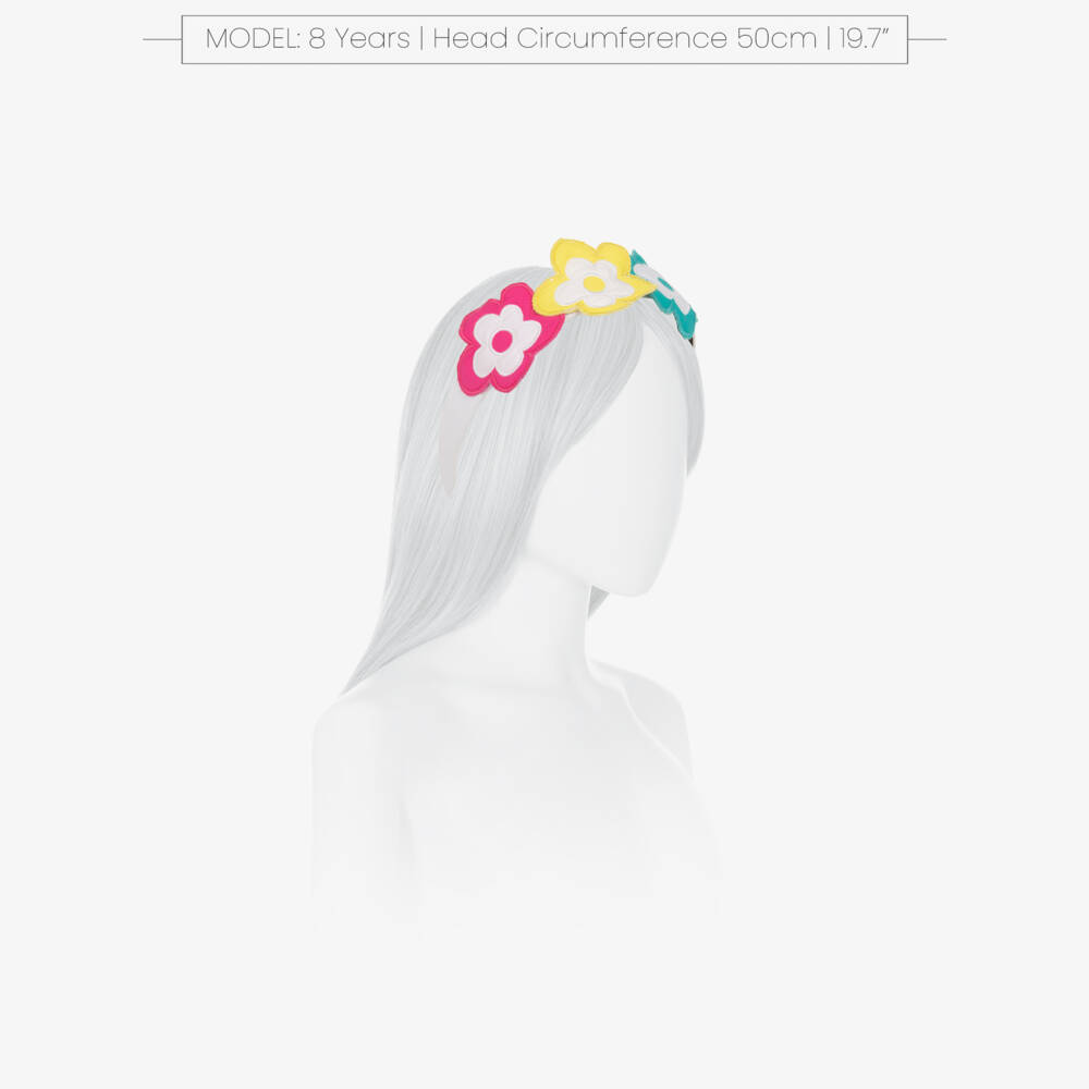 Agatha Ruiz de la Prada-Girls White Hairband with Multicolour 3D Flowers | Childrensalon