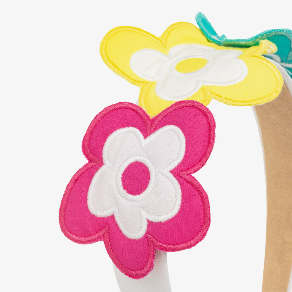 Agatha Ruiz de la Prada-طوق شعر مزين بورود 3D لون أبيض للبنات | Childrensalon