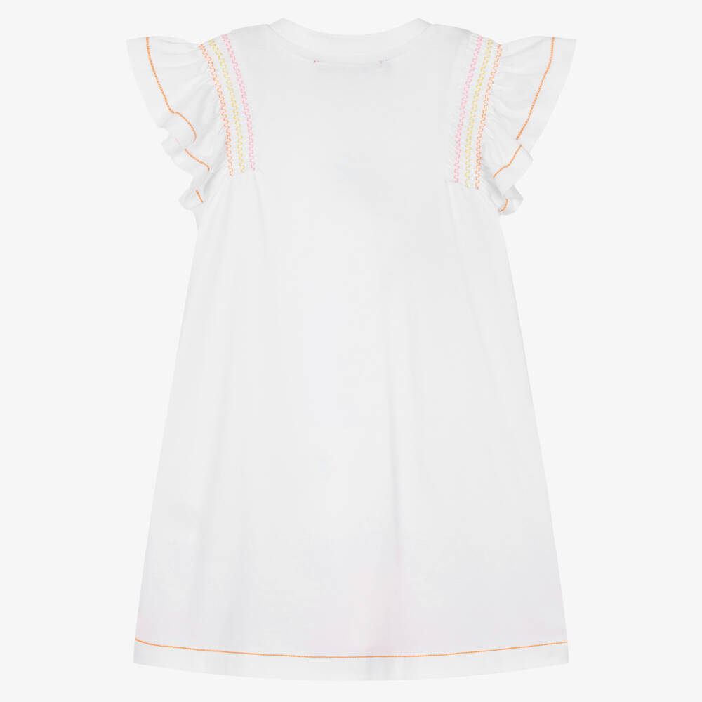 Agatha Ruiz de la Prada-Girls White & Orange Palm Tree Print Cotton Dress | Childrensalon