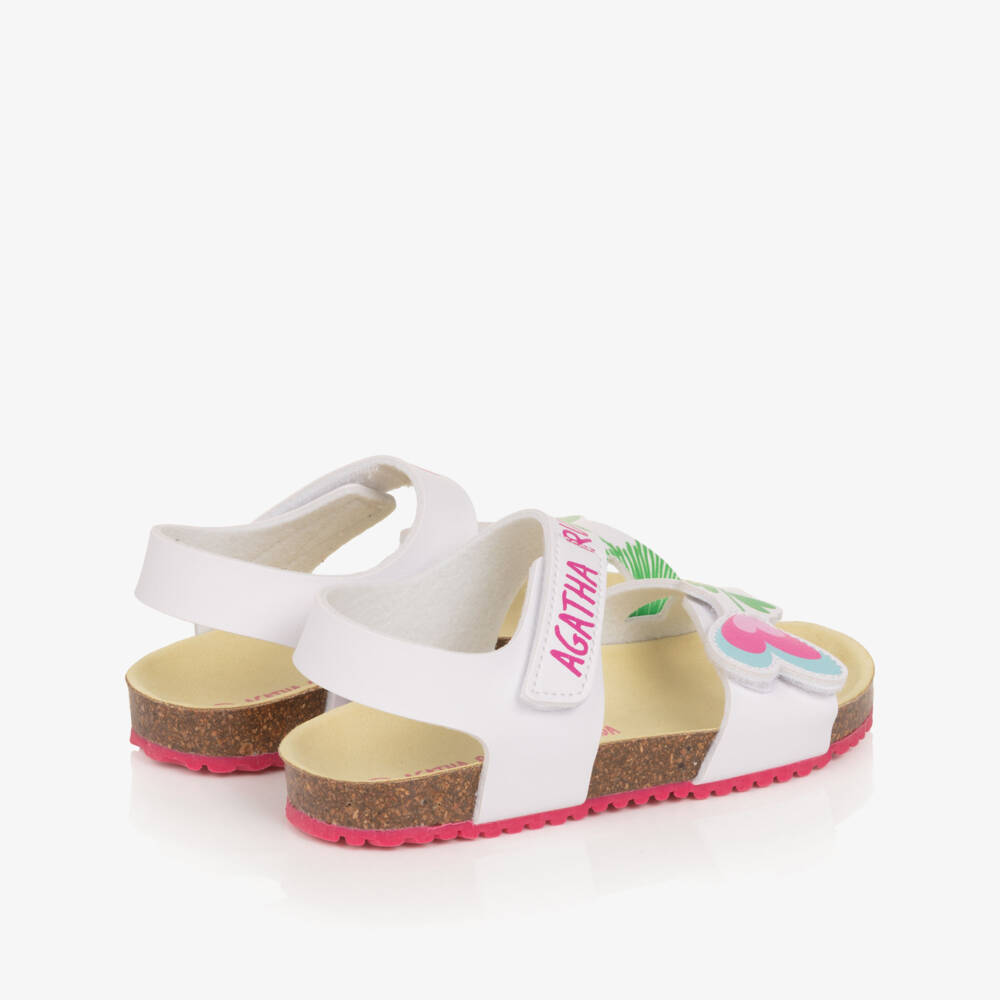 Agatha Ruiz de la Prada-Girls White Velcro Flower Sandals | Childrensalon