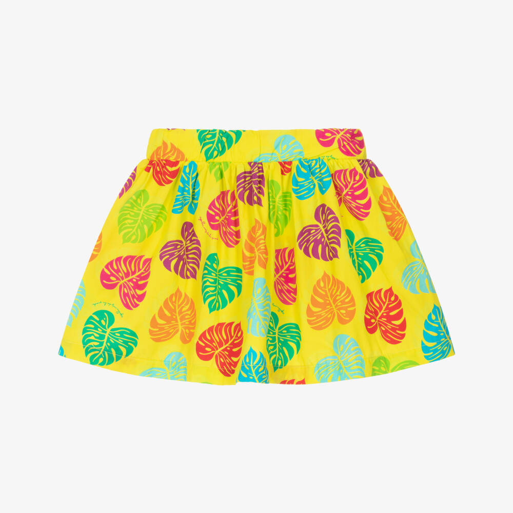 Agatha Ruiz de la Prada-Girls Yellow Cotton Skirt with Colourful Palm Leaf Print | Childrensalon