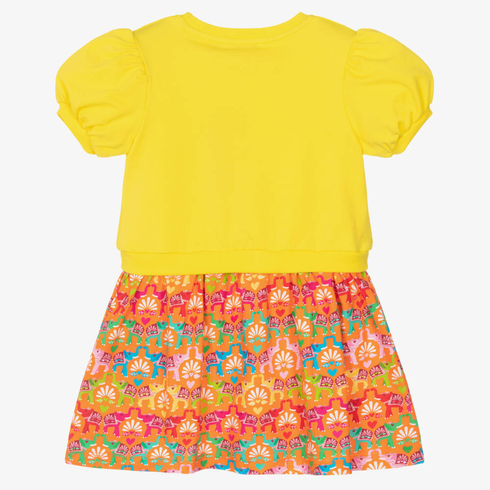 Agatha Ruiz de la Prada-Girls Yellow & Orange Elephant Print Dress | Childrensalon