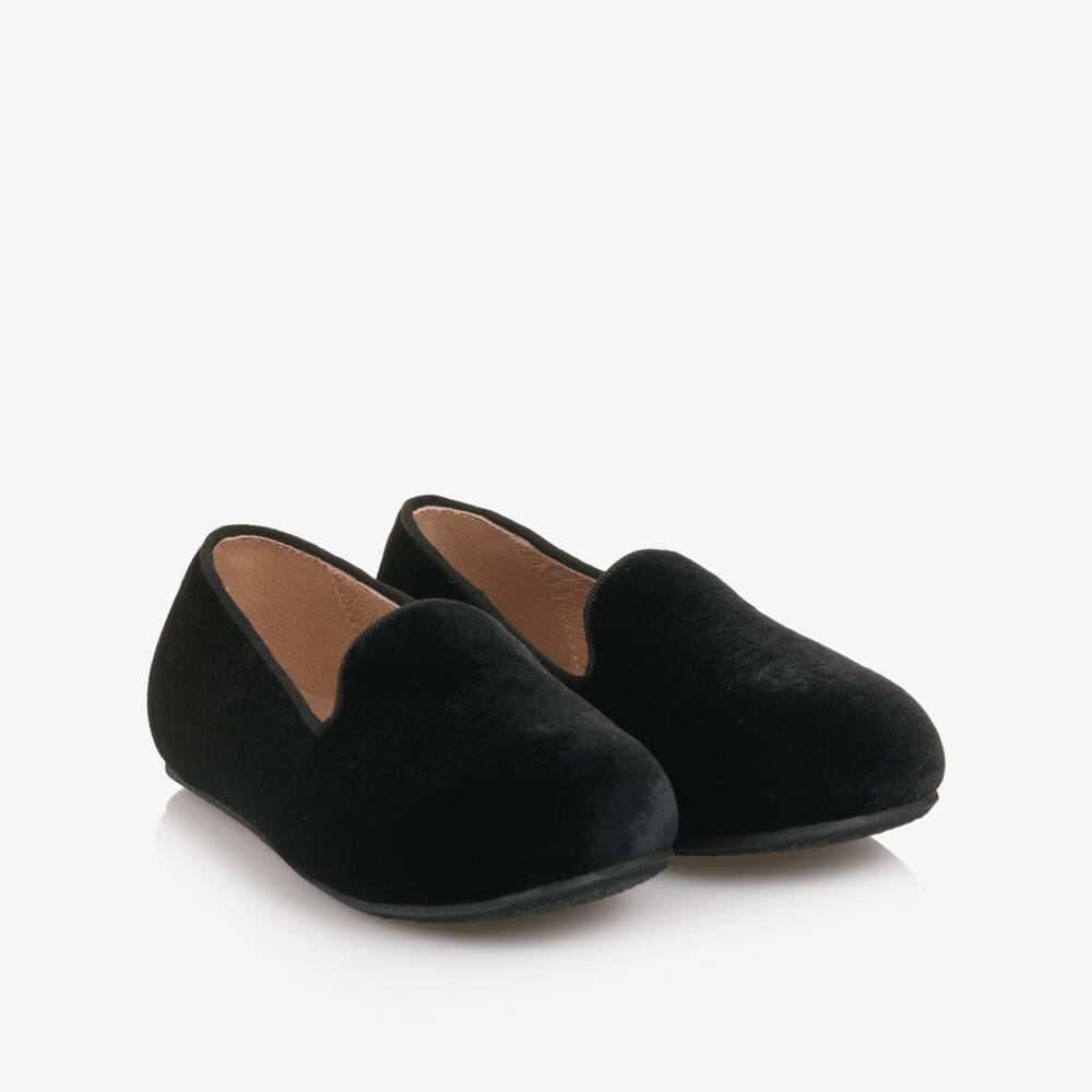 Age of Innocence-Boys Black Velvet Slip-On Loafers | Childrensalon