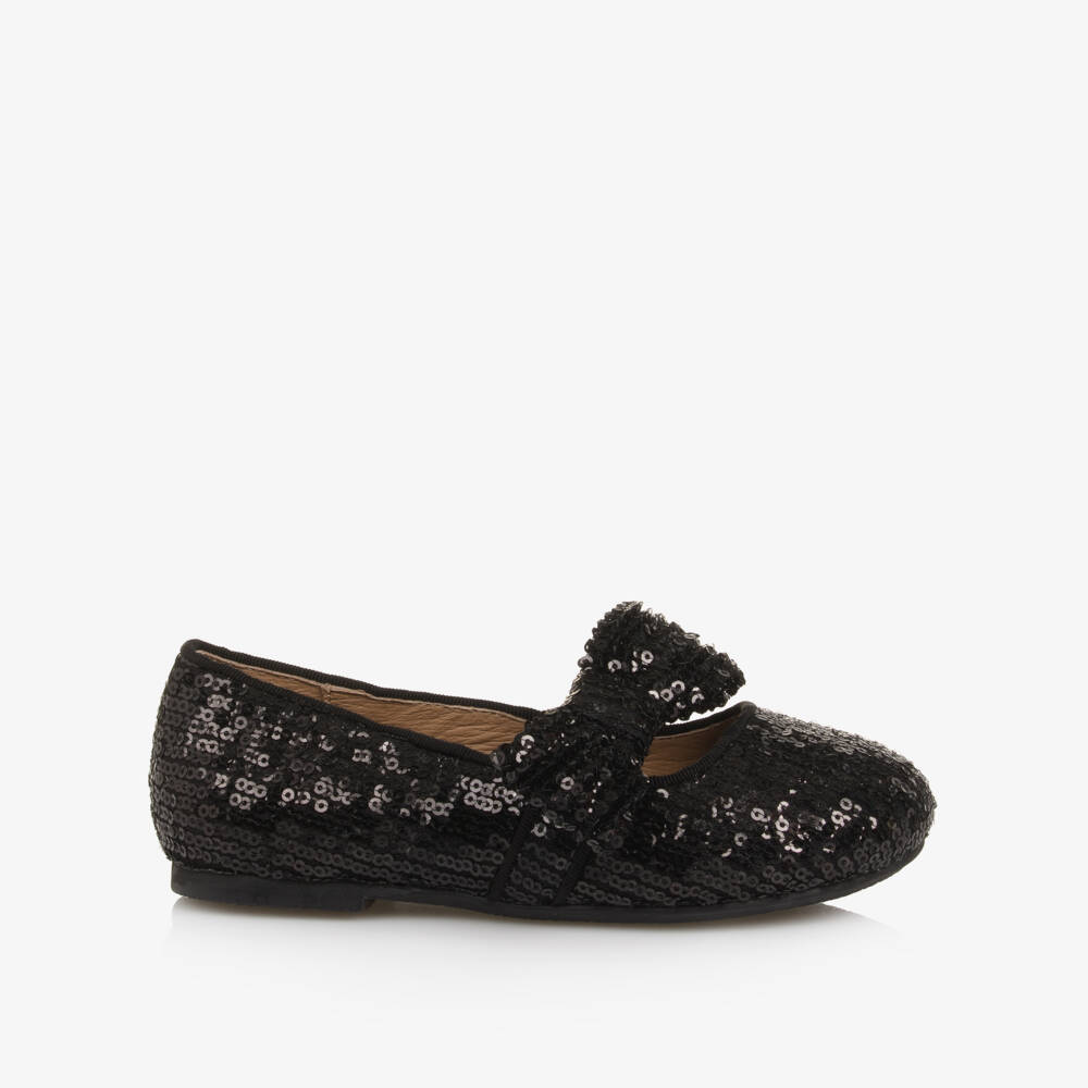 Age of Innocence-Girls Black Sequinned Bow Shoes | Childrensalon