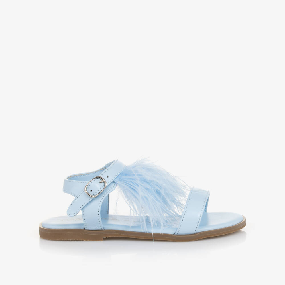 Age of Innocence-Girls Blue Feather Sandals | Childrensalon