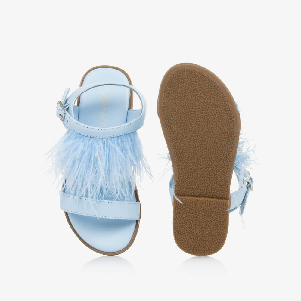 Age of Innocence-Girls Blue Feather Sandals | Childrensalon