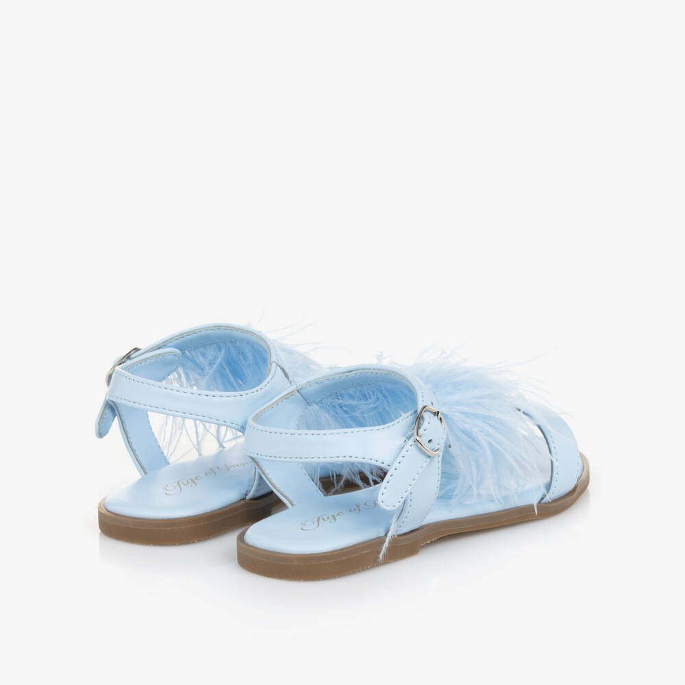Age of Innocence-Girls Blue Feather Sandals | Childrensalon