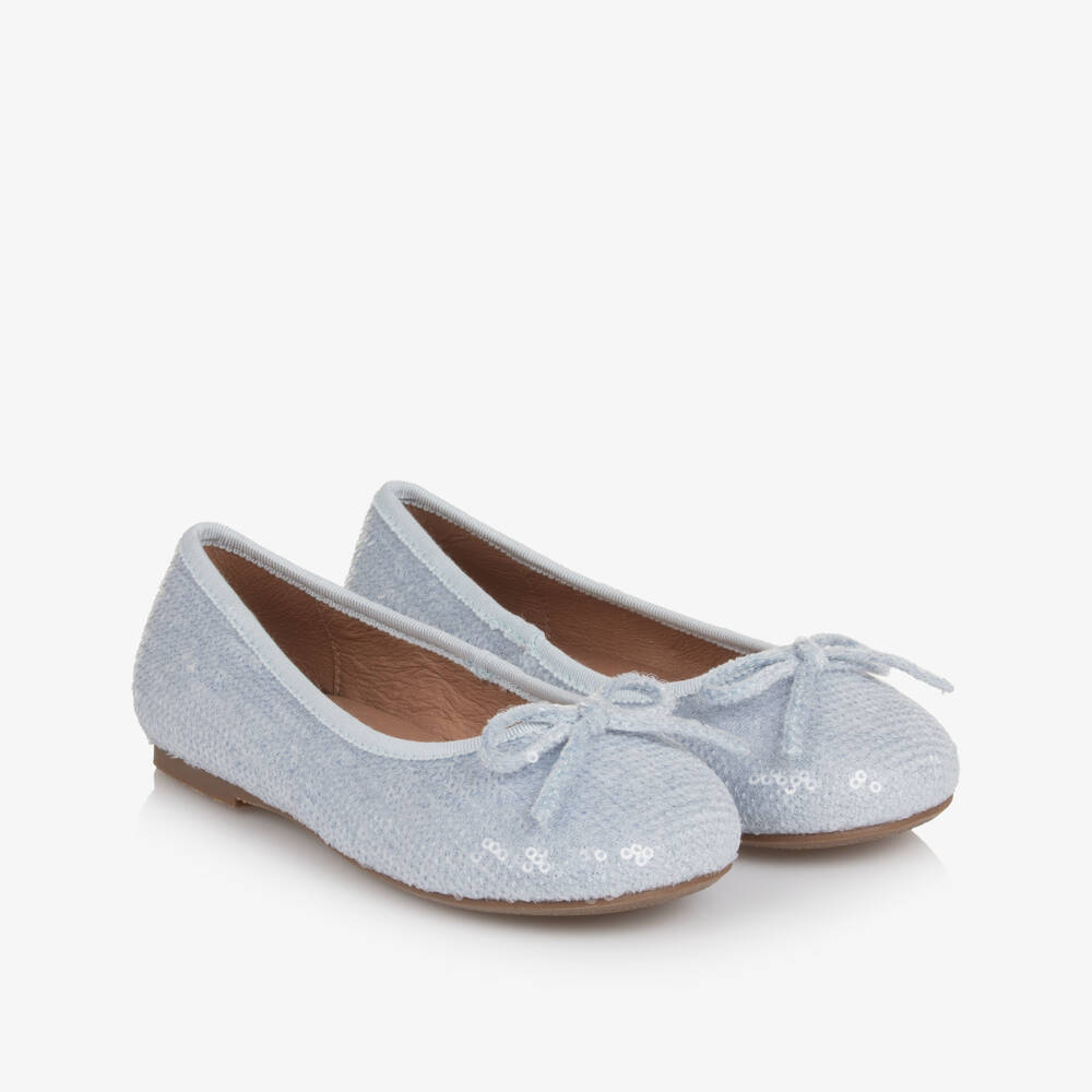 Age of Innocence-Girls Blue Sequin Ballerina Pumps | Childrensalon