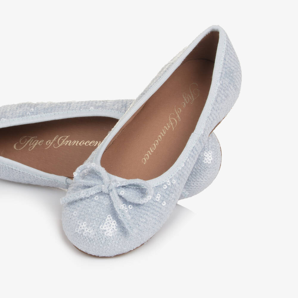 Age of Innocence-Girls Blue Sequin Ballerina Pumps | Childrensalon
