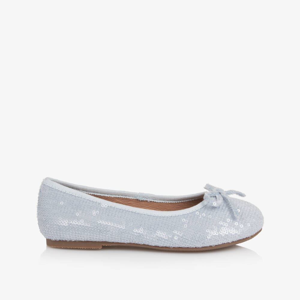 Age of Innocence-Girls Blue Sequin Ballerina Pumps | Childrensalon
