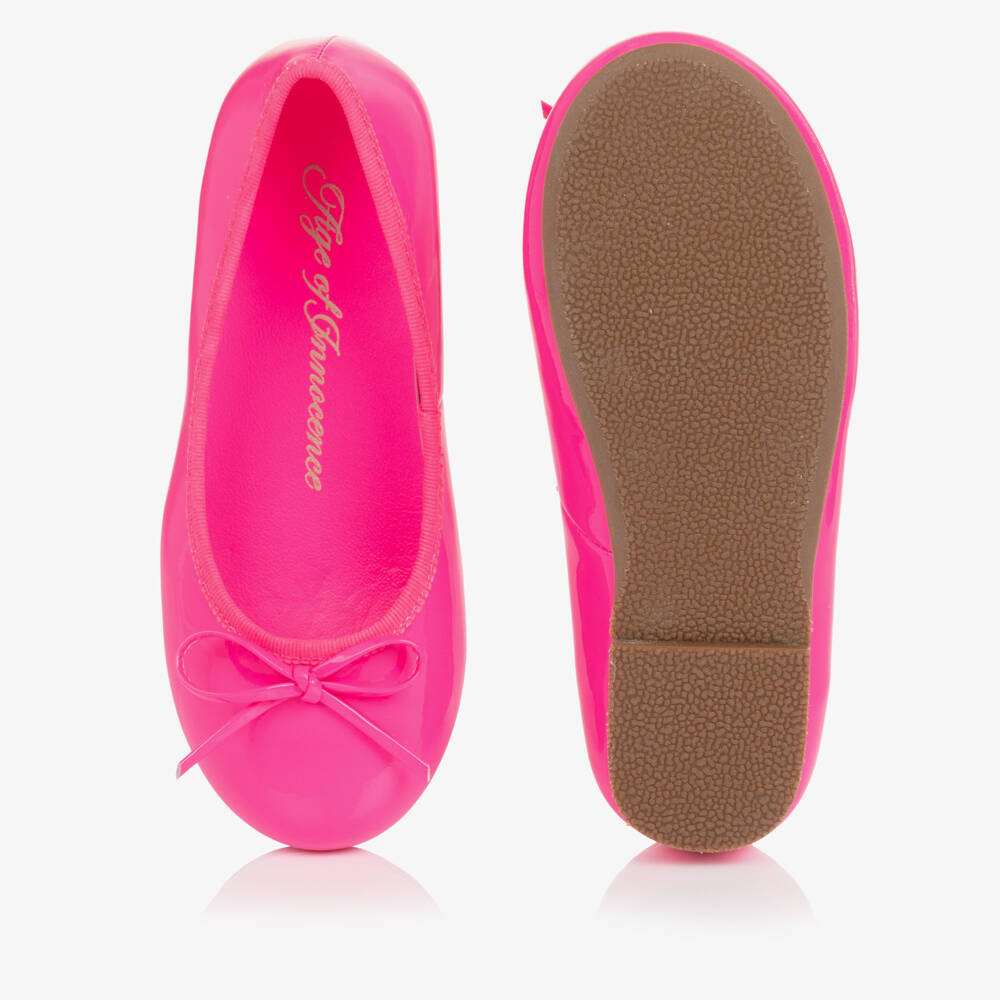 Age of Innocence-Girls Neon Pink Patent Leather Ballerina Pumps | Childrensalon