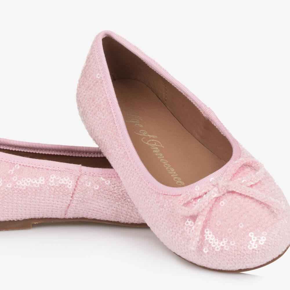 Feversole Shiny Sequins Ballet Flats Colourful with Memory Foam Cushion for Women Macaroons, Rose Gold Sequin Stitch, 36 EU