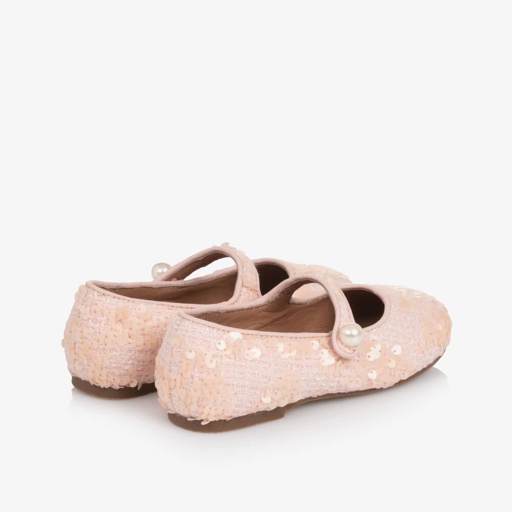 Age of Innocence-Girls Pink Tweed & Sequin Shoes | Childrensalon