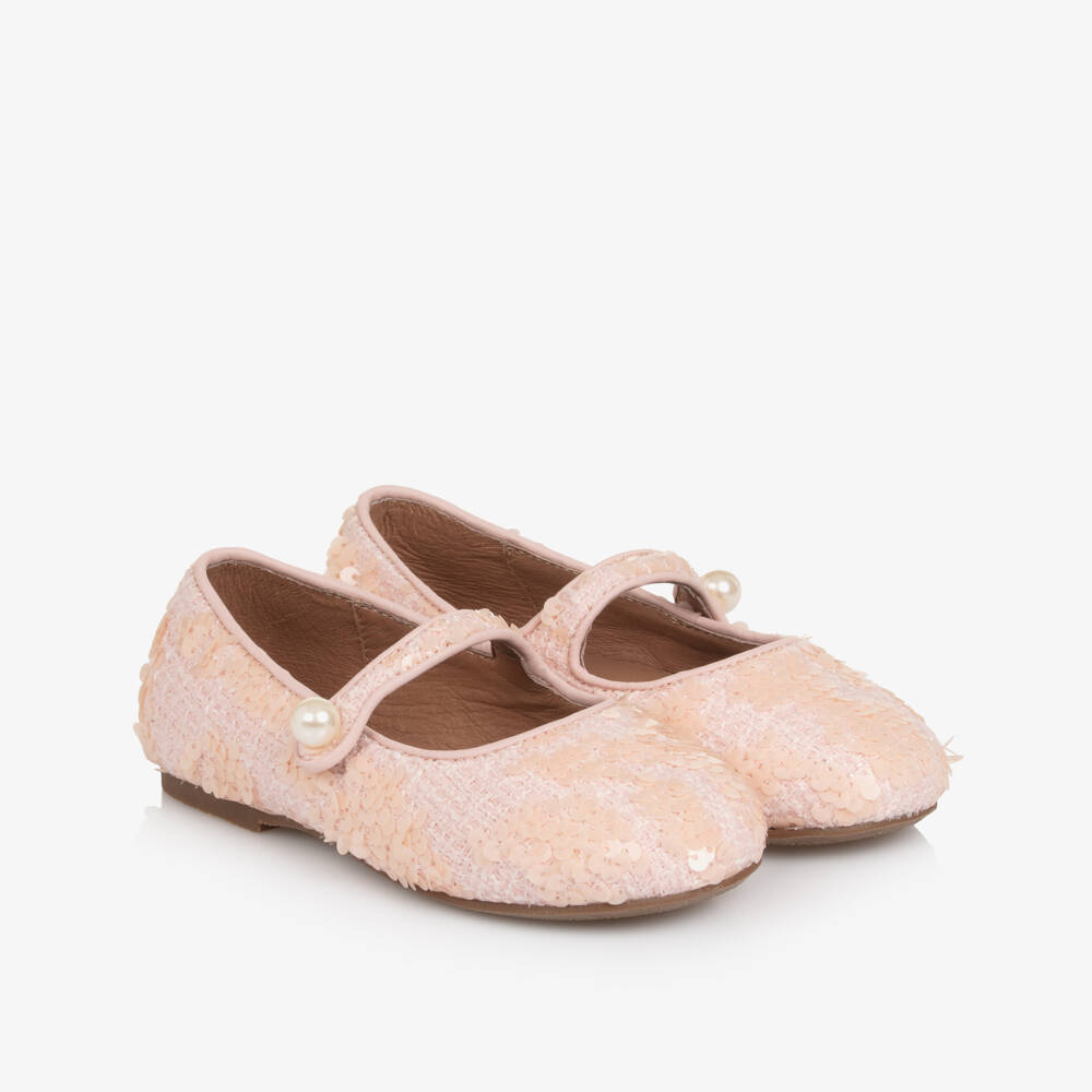 Age of Innocence-Girls Pink Tweed & Sequin Shoes | Childrensalon