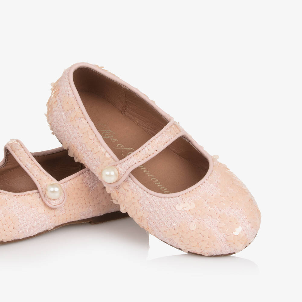 Age of Innocence-Girls Pink Tweed & Sequin Shoes | Childrensalon