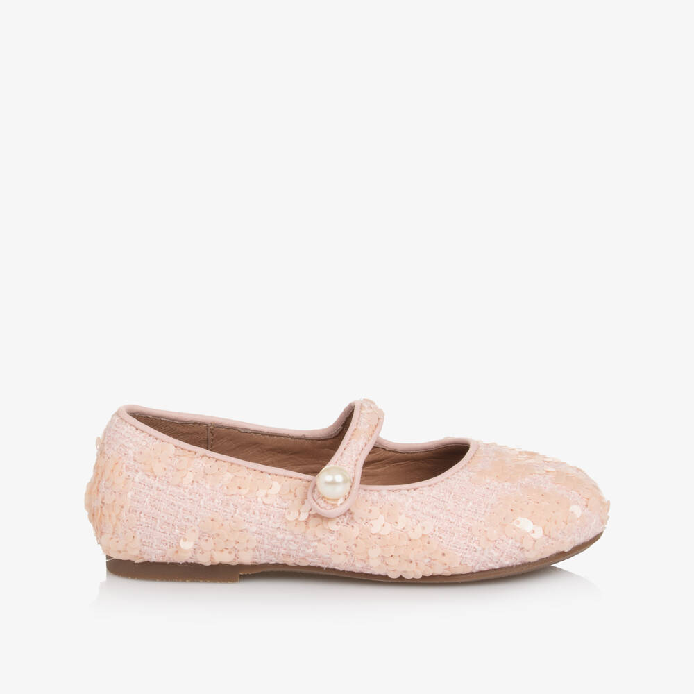 Age of Innocence-Girls Pink Tweed & Sequin Shoes | Childrensalon