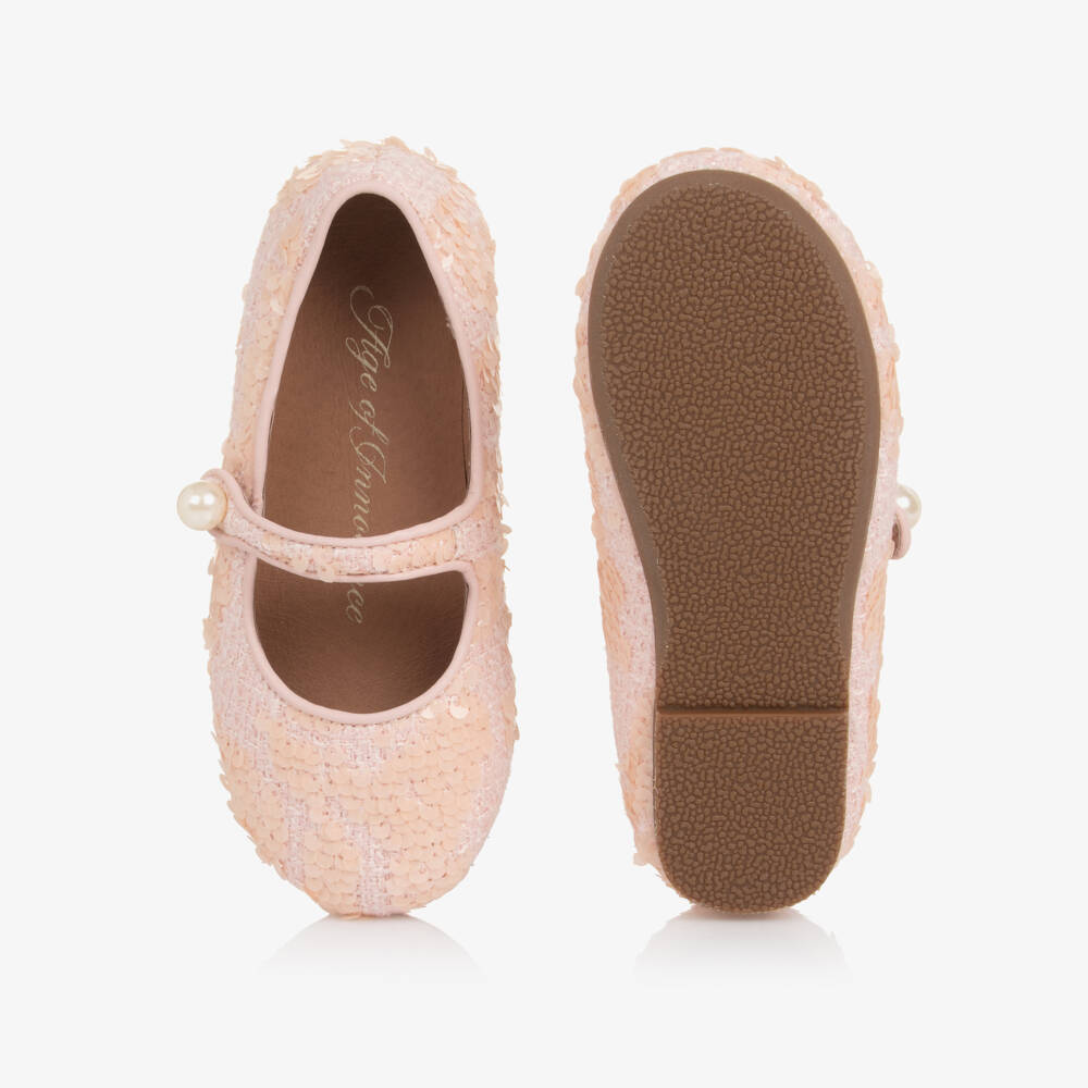 Age of Innocence-Girls Pink Tweed & Sequin Shoes | Childrensalon