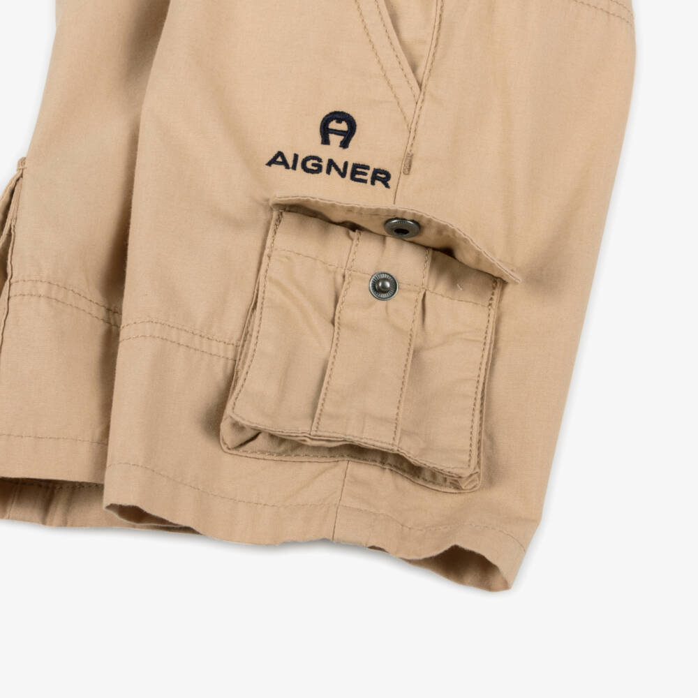 AIGNER-Baby Boys Beige Cotton Cargo Shorts | Childrensalon