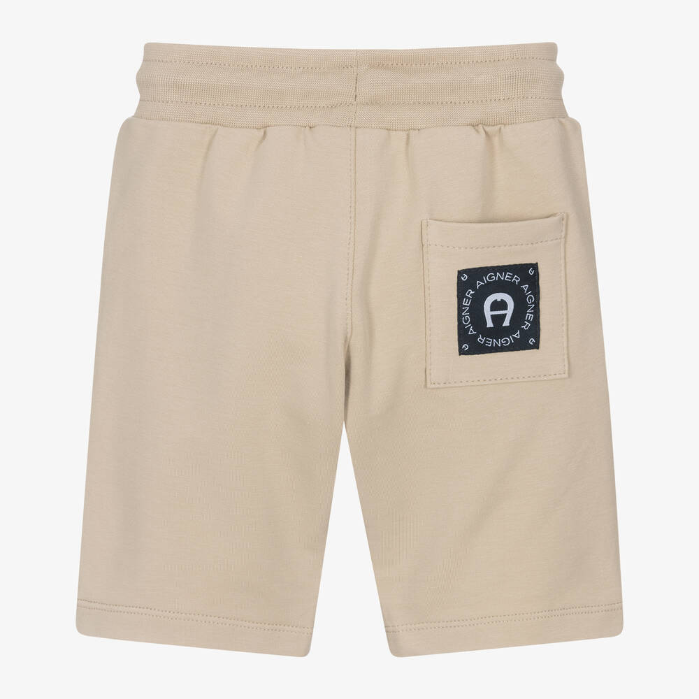 AIGNER-Baby Boys Beige Cotton Logo Tape Shorts | Childrensalon
