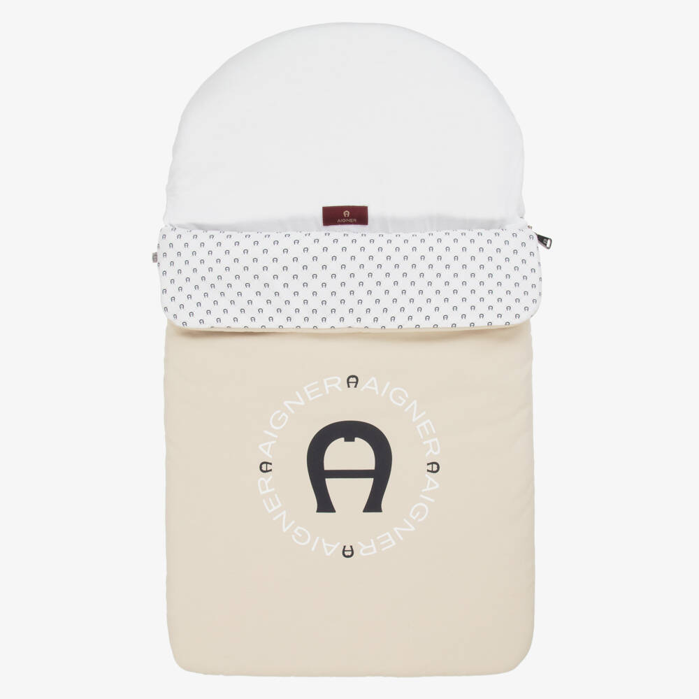AIGNER-Baby Boys Beige Pima Cotton Padded Nest (74cm) | Childrensalon