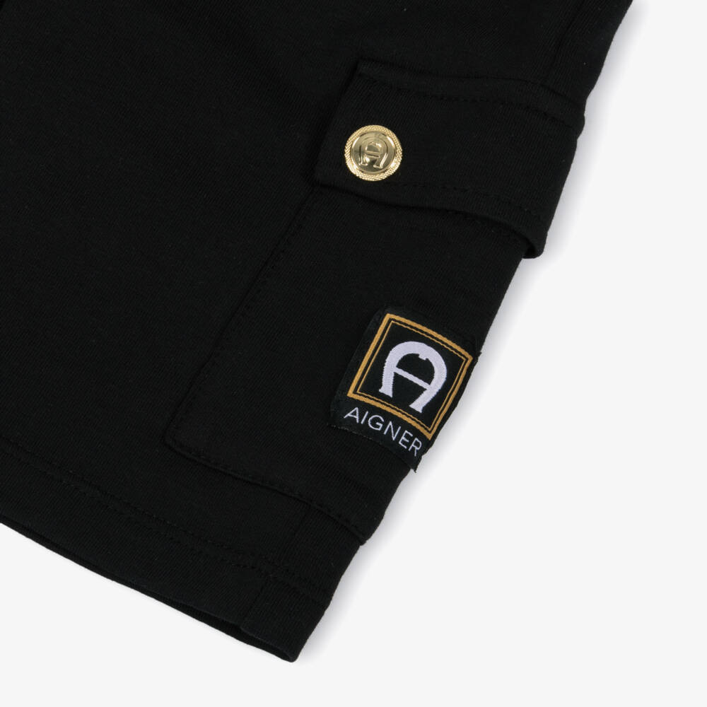 AIGNER-Baby Boys Black Cotton Jersey Cargo Shorts | Childrensalon